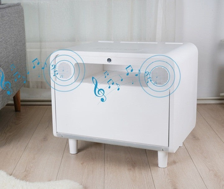 💡Smart bedside table modern simple creative bedroom multi-function wireless charging Bluetooth speaker fingerprint lock