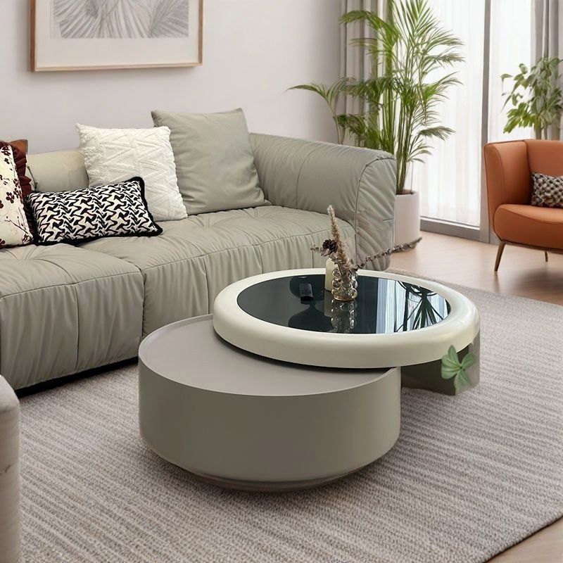 ✨Modernism Extendable Tempered Glass Coffee Table with Drawer