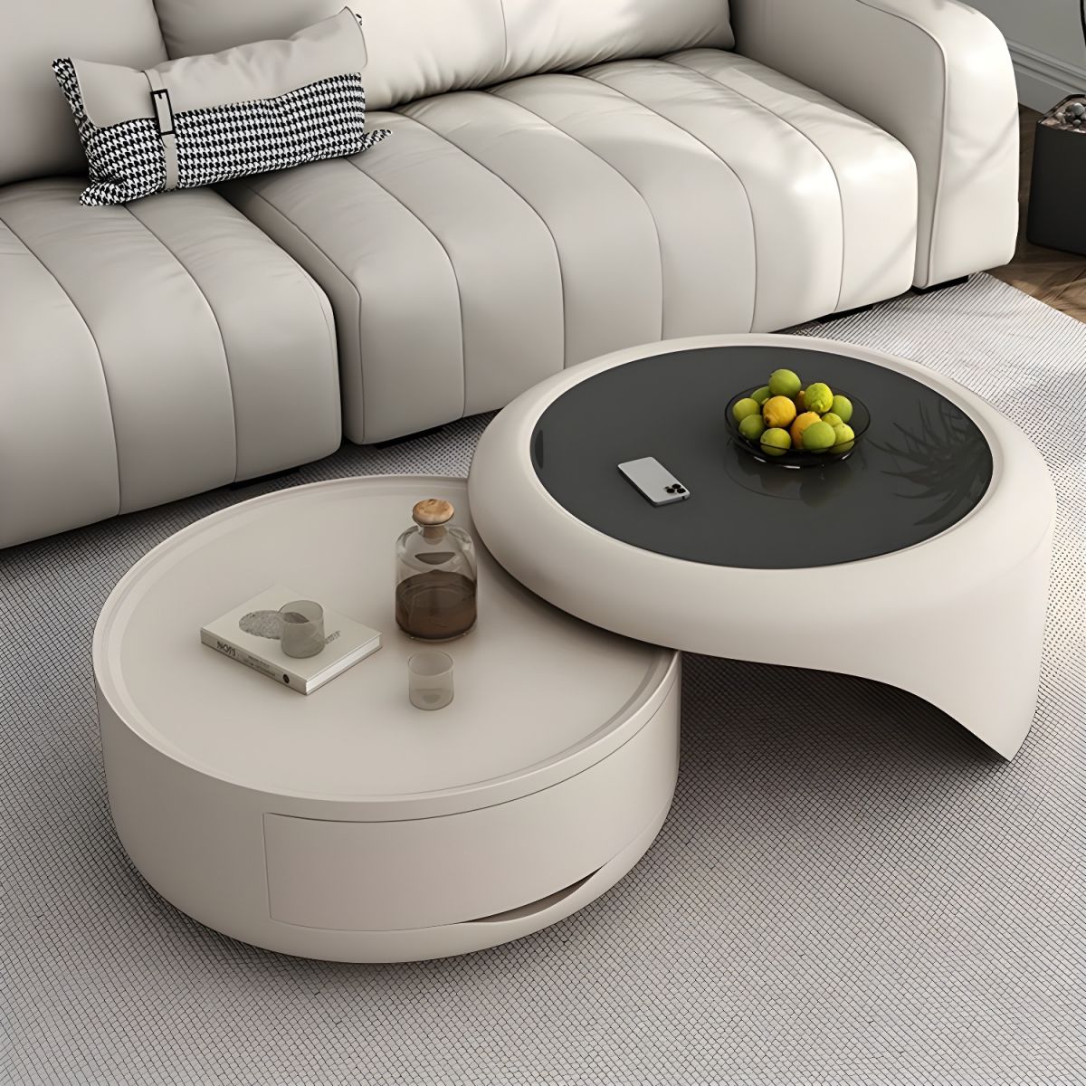 ✨Modernism Extendable Tempered Glass Coffee Table with Drawer