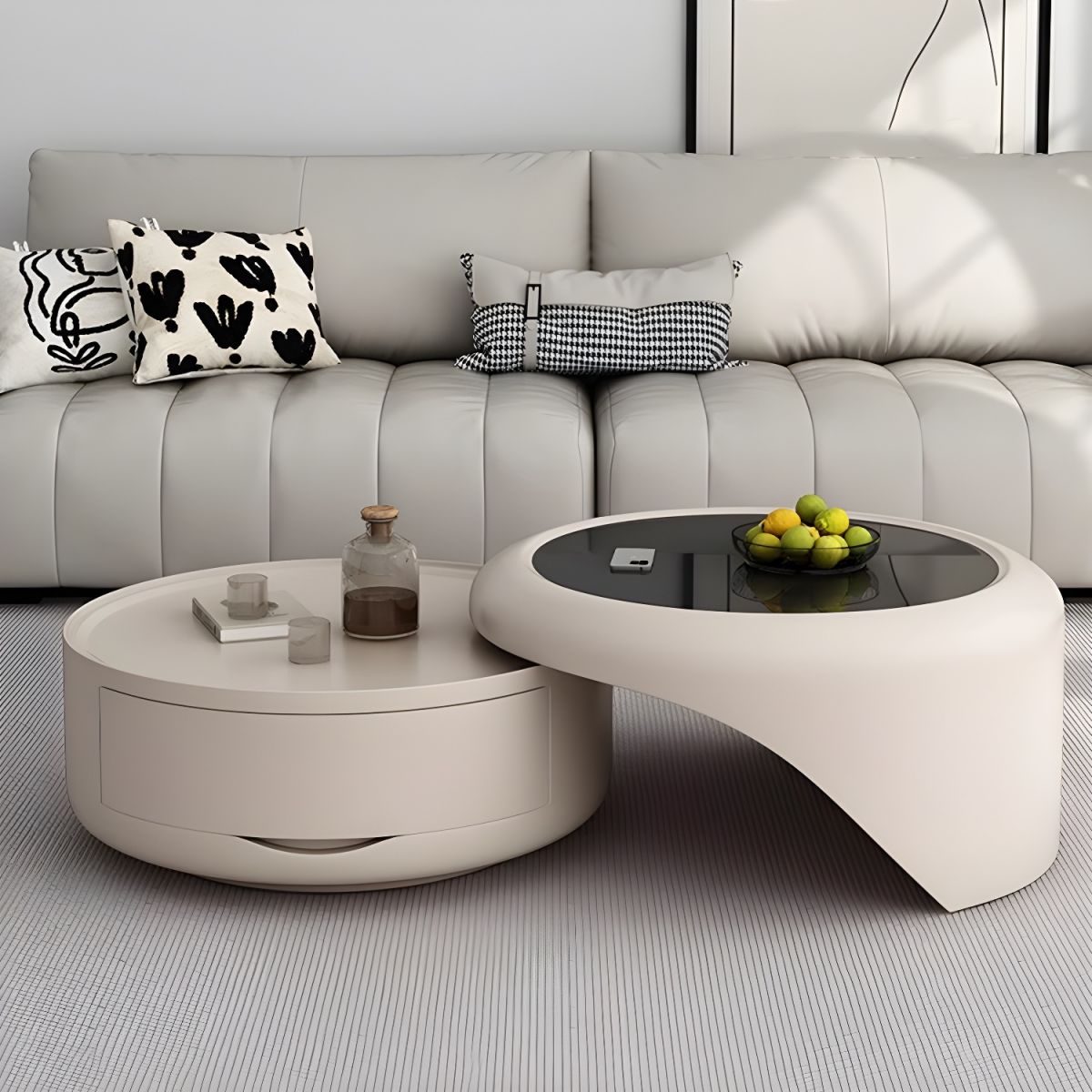 ✨Modernism Extendable Tempered Glass Coffee Table with Drawer