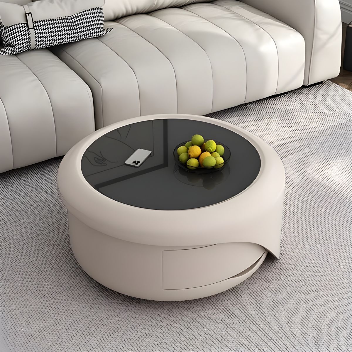 ✨Modernism Extendable Tempered Glass Coffee Table with Drawer