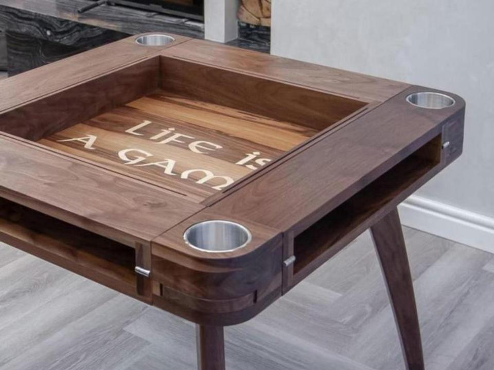 🎪Convertible Walnut Game Table for Four – Folding Board Game & Chess Table🎲