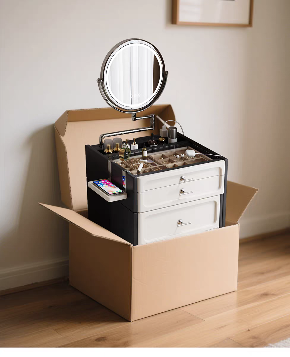 ✨💎Dressing table bedside table integrated small apartment retractable small dressing table storage cabinet