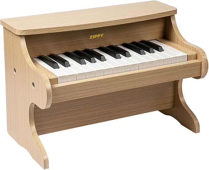 🎹Mini Music Instrument, 25 Keys Digital Piano 🎼Toy, Educational Kids Piano Keyboard, Wood (Walnut)