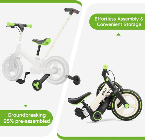 ✨6-in-1 Toddler Bike & Stroller | Foldable Push Bike w/Training Wheels