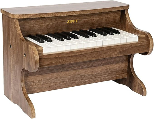 🎹Mini Music Instrument, 25 Keys Digital Piano 🎼Toy, Educational Kids Piano Keyboard, Wood (Walnut)