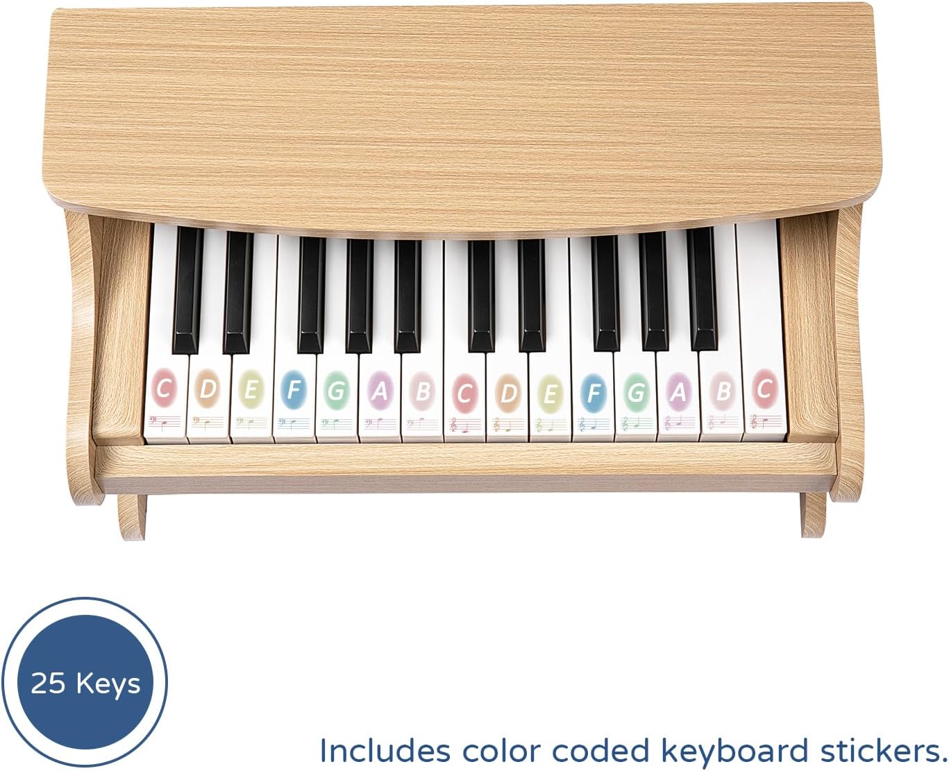 🎹Mini Music Instrument, 25 Keys Digital Piano 🎼Toy, Educational Kids Piano Keyboard, Wood (Walnut)