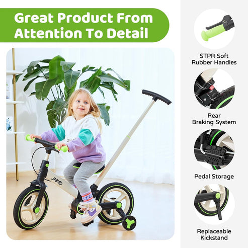 ✨6-in-1 Toddler Bike & Stroller | Foldable Push Bike w/Training Wheels