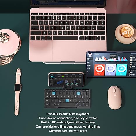 ✨⌨Foldable Bluetooth Keyboard, Cordless Portable Keypad with Stand💡, Mini Pocket Travel💻