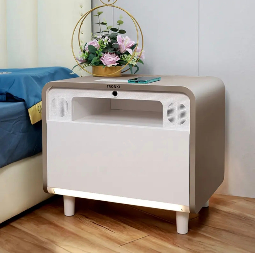 💡Smart bedside table modern simple creative bedroom multi-function wireless charging Bluetooth speaker fingerprint lock