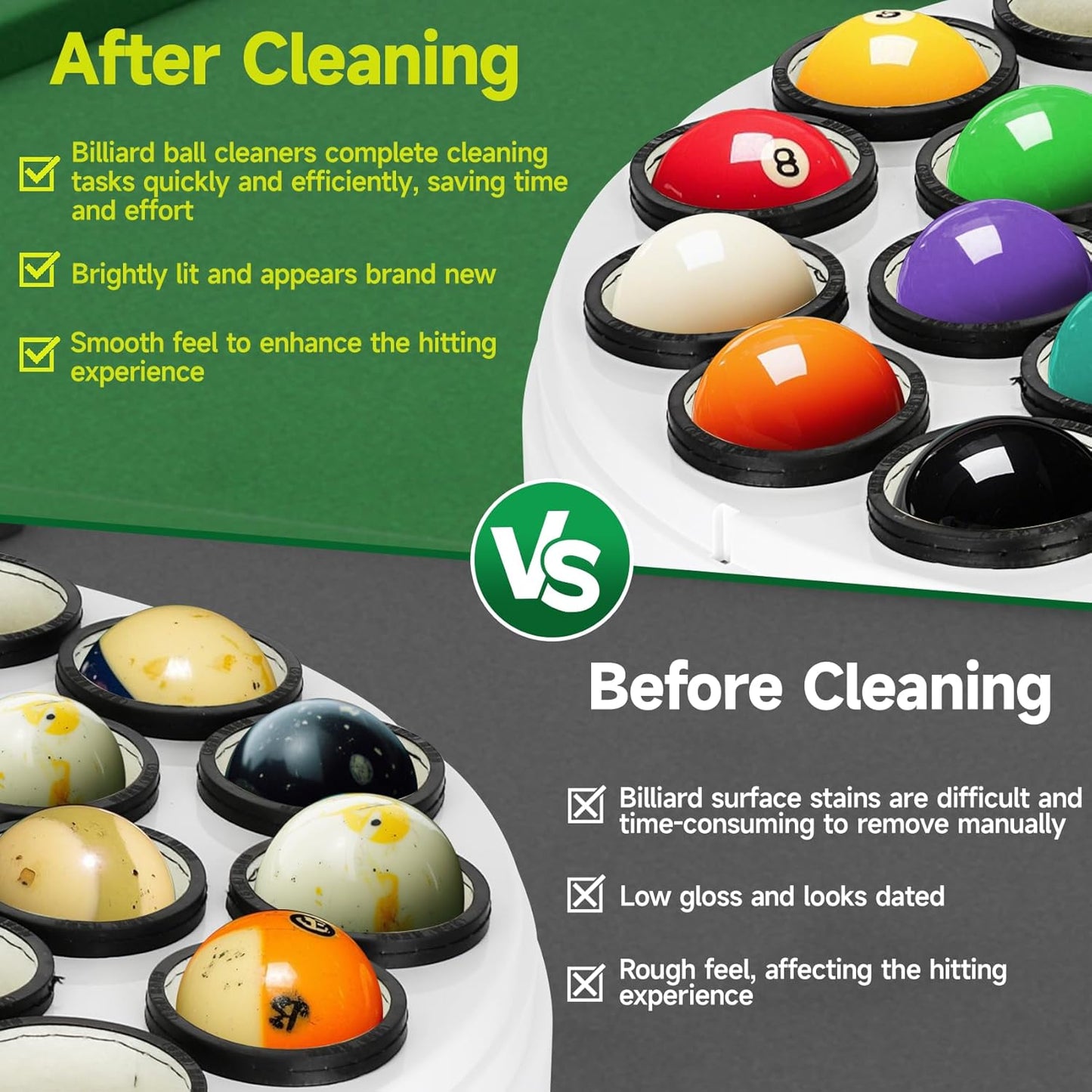 ✨🎱Professional Upgraded Billiard Ball Cleaner and Polisher for Pool & Snooker,16-Ball and 22-Ball