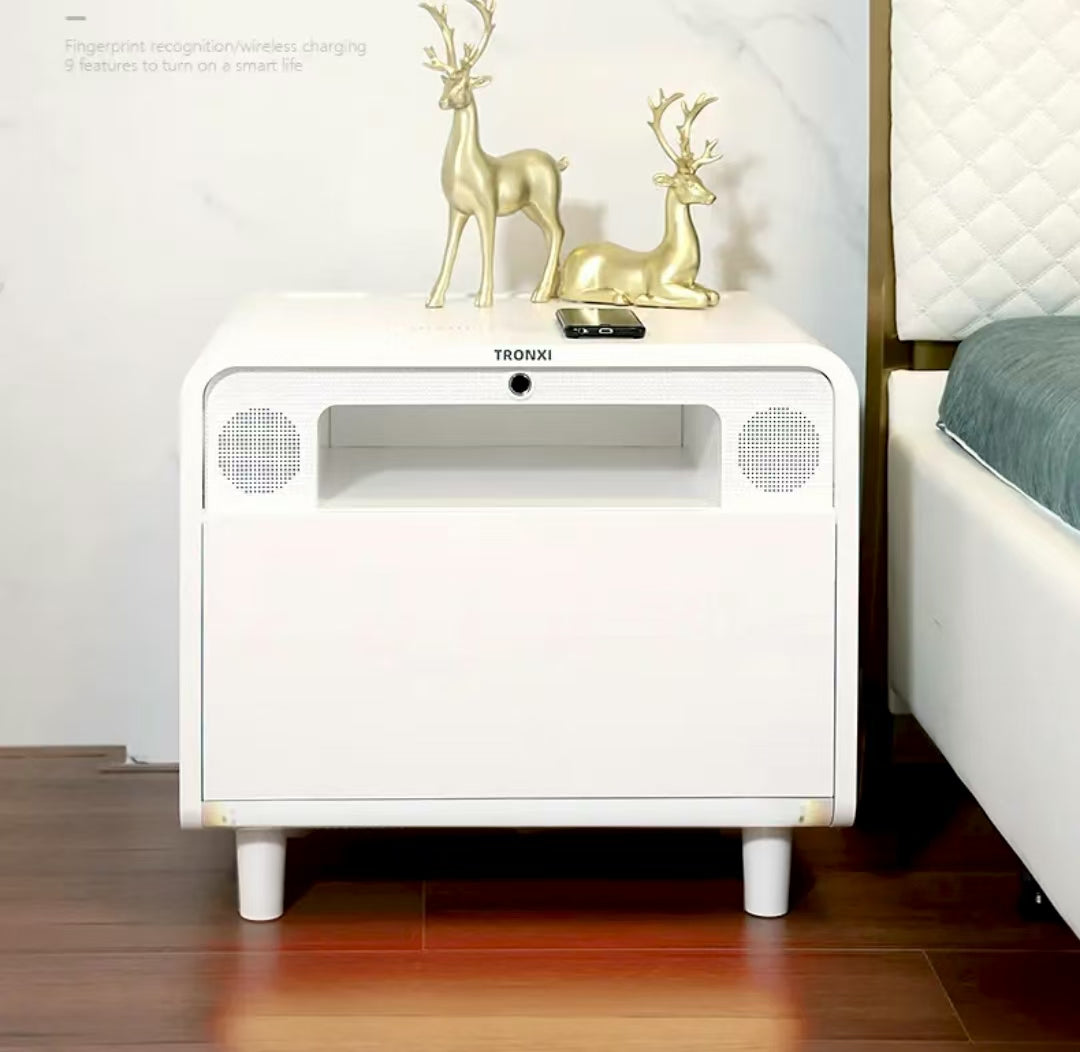 💡Smart bedside table modern simple creative bedroom multi-function wireless charging Bluetooth speaker fingerprint lock