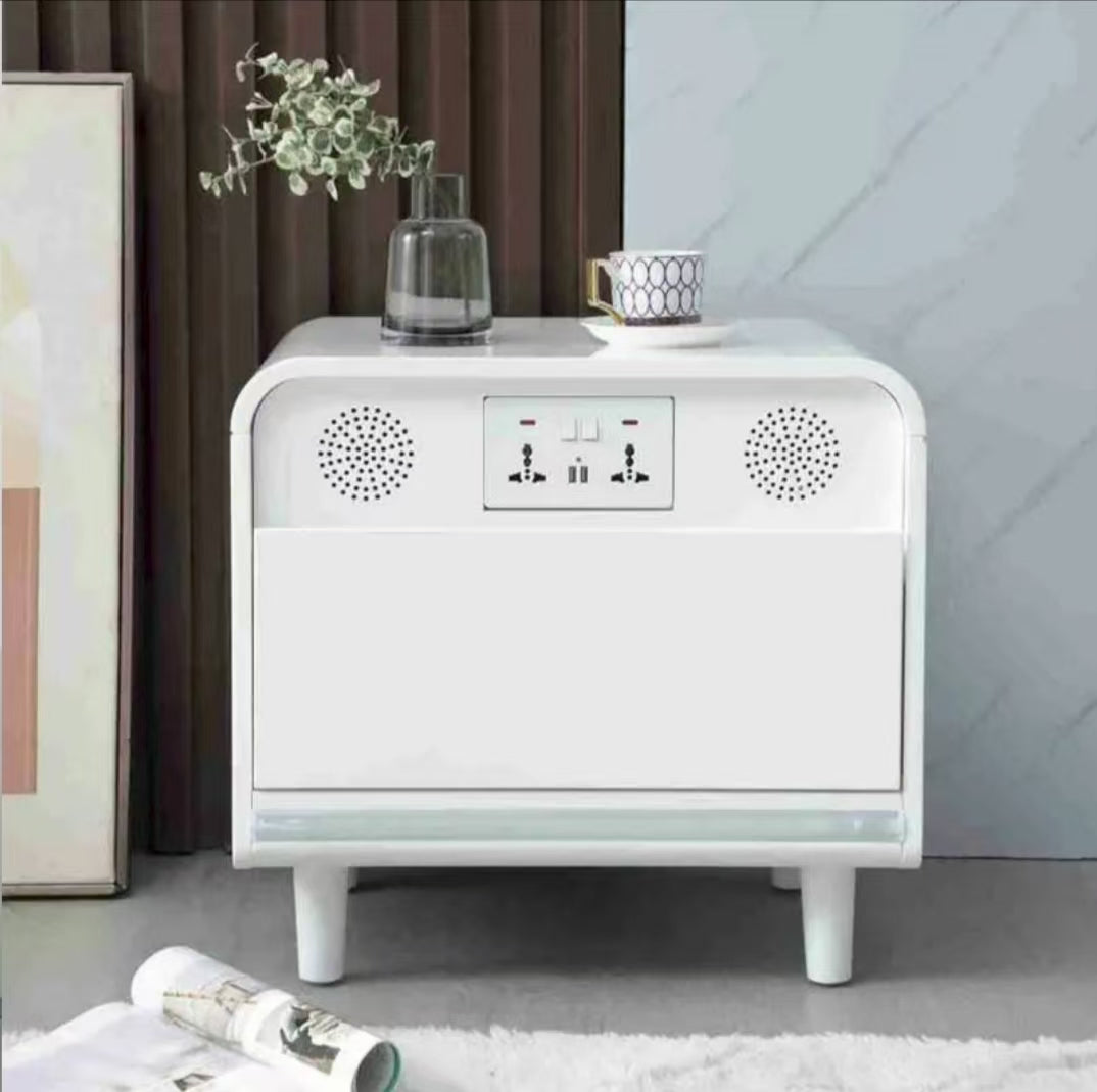 💡Smart bedside table modern simple creative bedroom multi-function wireless charging Bluetooth speaker fingerprint lock