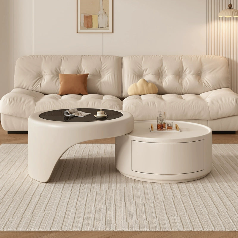 ✨Modernism Extendable Tempered Glass Coffee Table with Drawer
