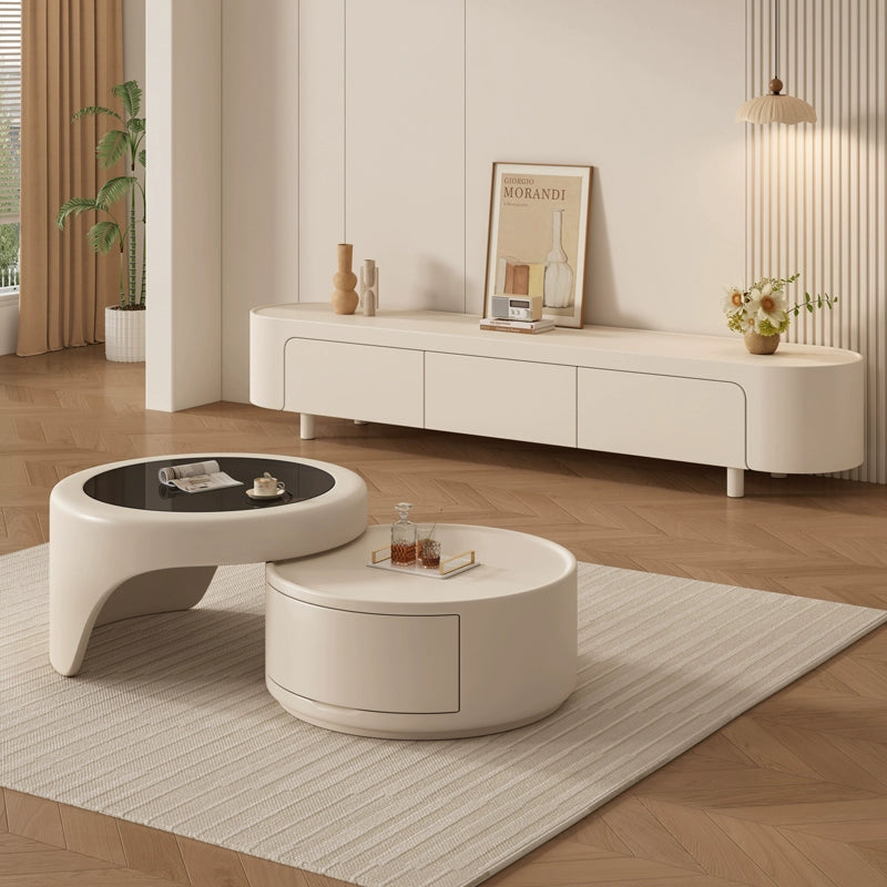 ✨Modernism Extendable Tempered Glass Coffee Table with Drawer
