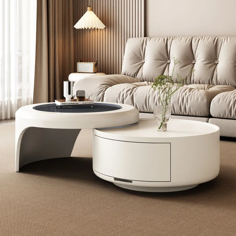 ✨Modernism Extendable Tempered Glass Coffee Table with Drawer