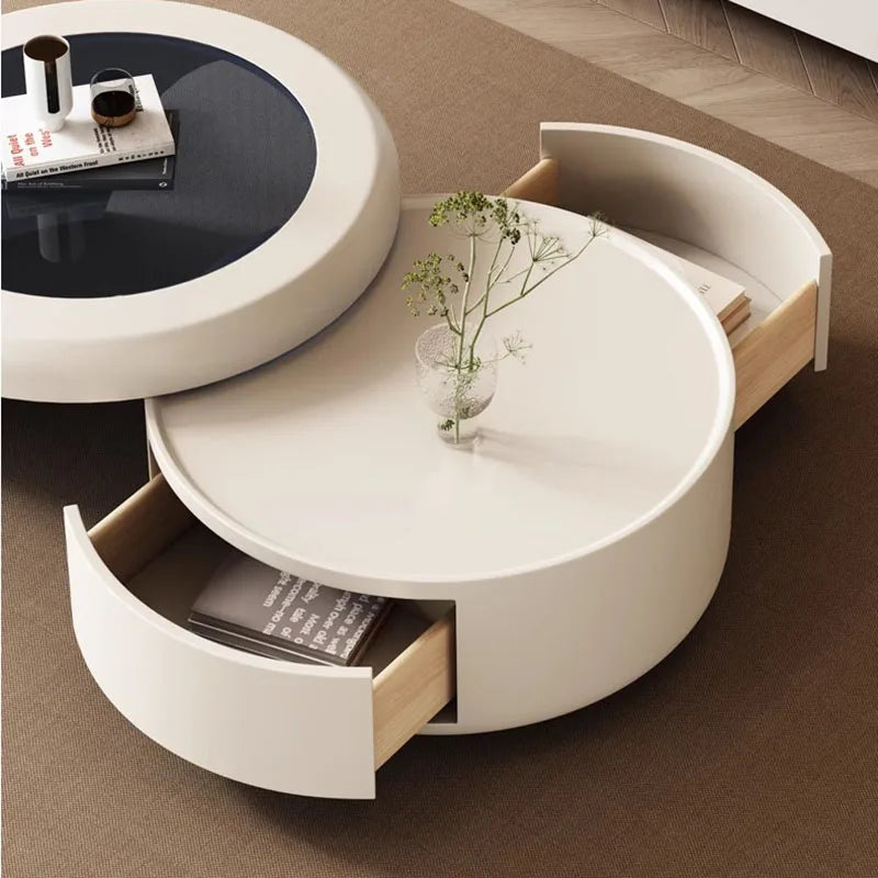 ✨Modernism Extendable Tempered Glass Coffee Table with Drawer