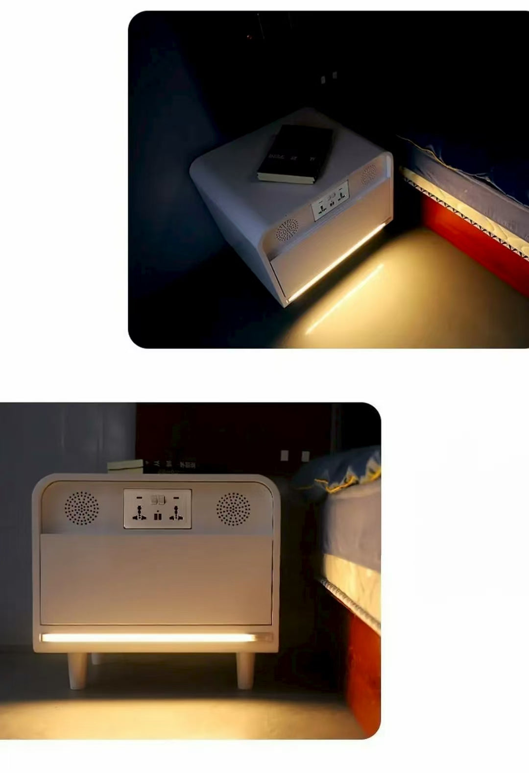 💡Smart bedside table modern simple creative bedroom multi-function wireless charging Bluetooth speaker fingerprint lock