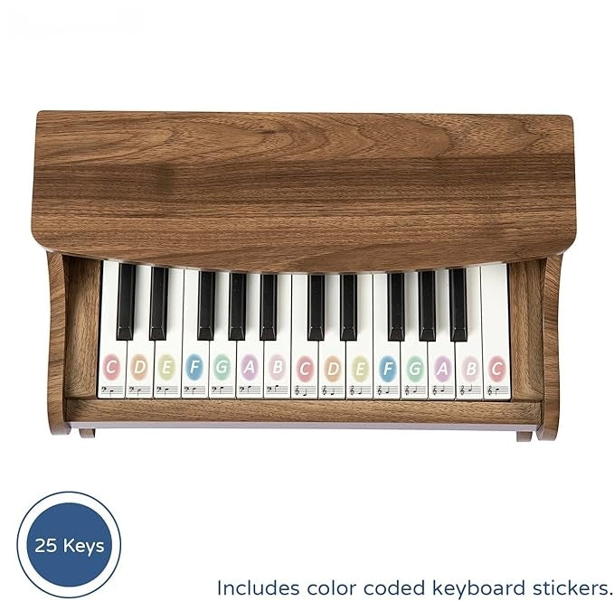🎹Mini Music Instrument, 25 Keys Digital Piano 🎼Toy, Educational Kids Piano Keyboard, Wood (Walnut)