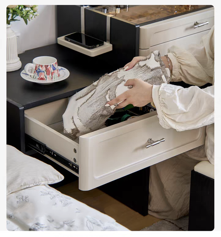 ✨💎Dressing table bedside table integrated small apartment retractable small dressing table storage cabinet