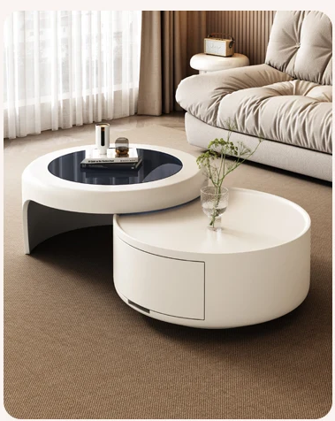 ✨Modernism Extendable Tempered Glass Coffee Table with Drawer