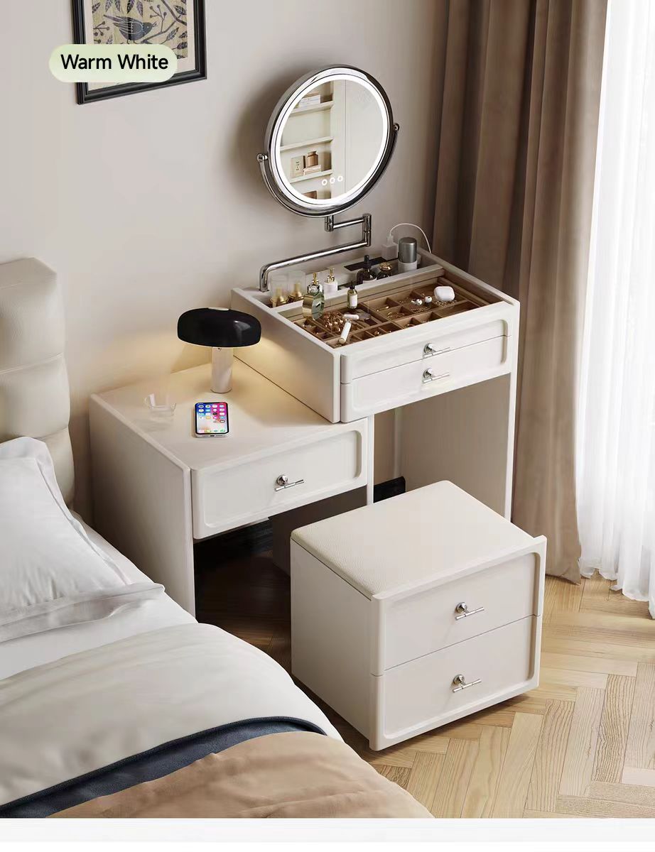 ✨💎Dressing table bedside table integrated small apartment retractable small dressing table storage cabinet