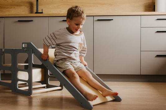 🏆4-in-1 foldable Montessori wooden high chair transformable toddler tower kid🎈
