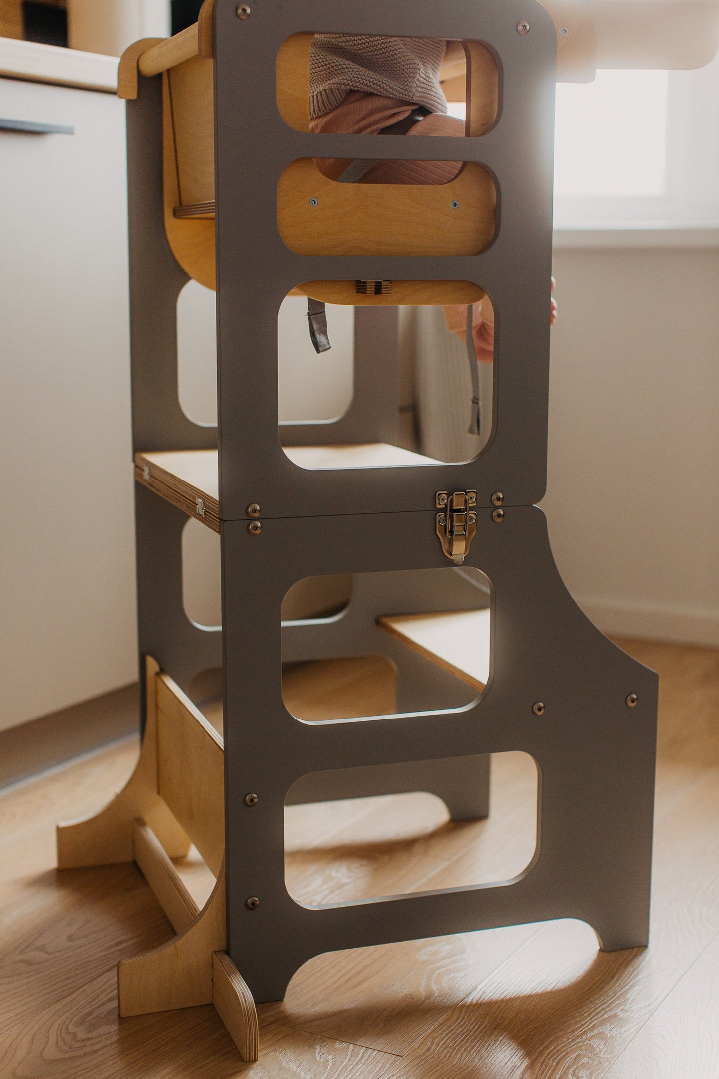 🏆4-in-1 foldable Montessori wooden high chair transformable toddler tower kid🎈