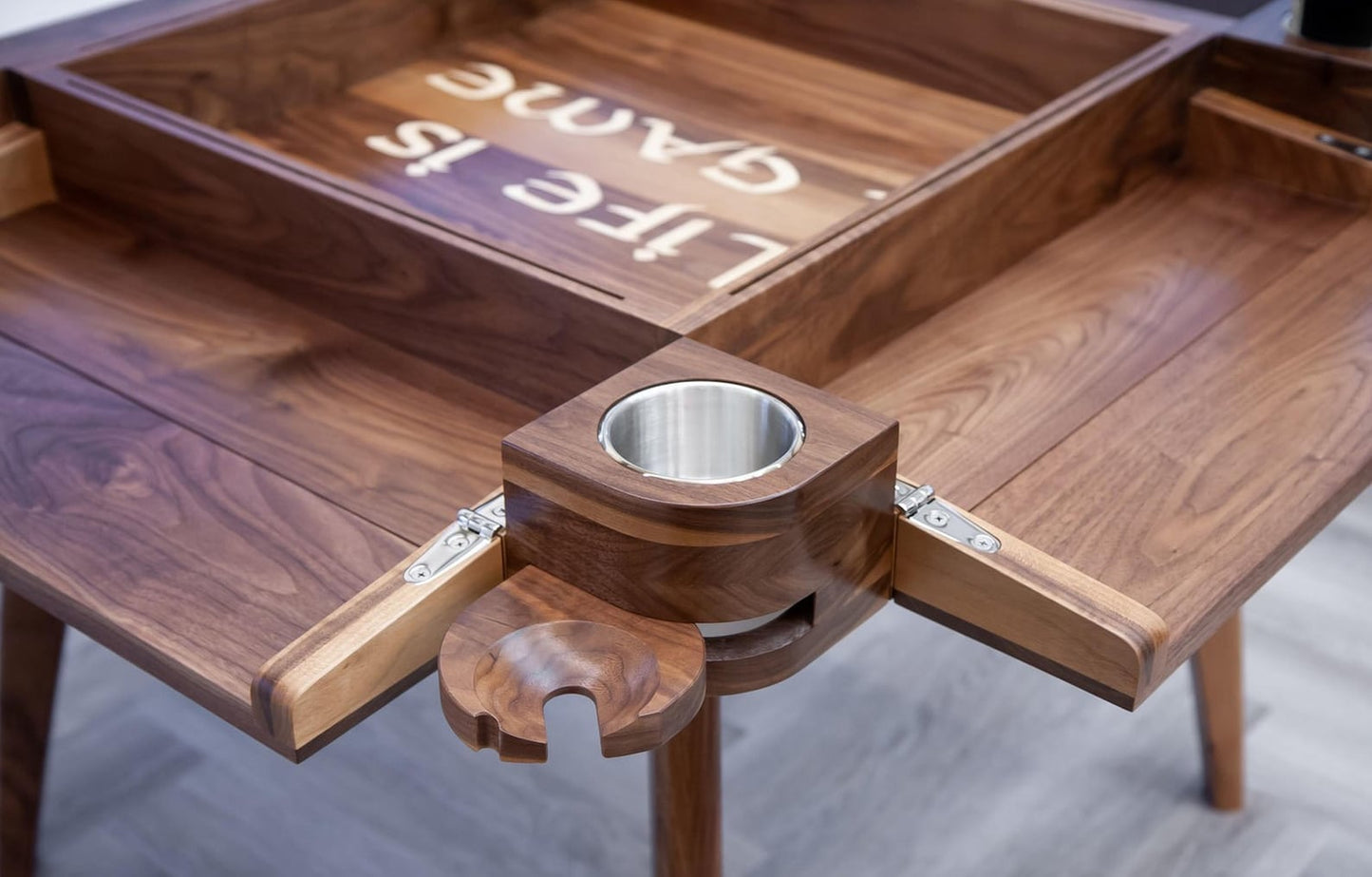 🎪Convertible Walnut Game Table for Four – Folding Board Game & Chess Table🎲