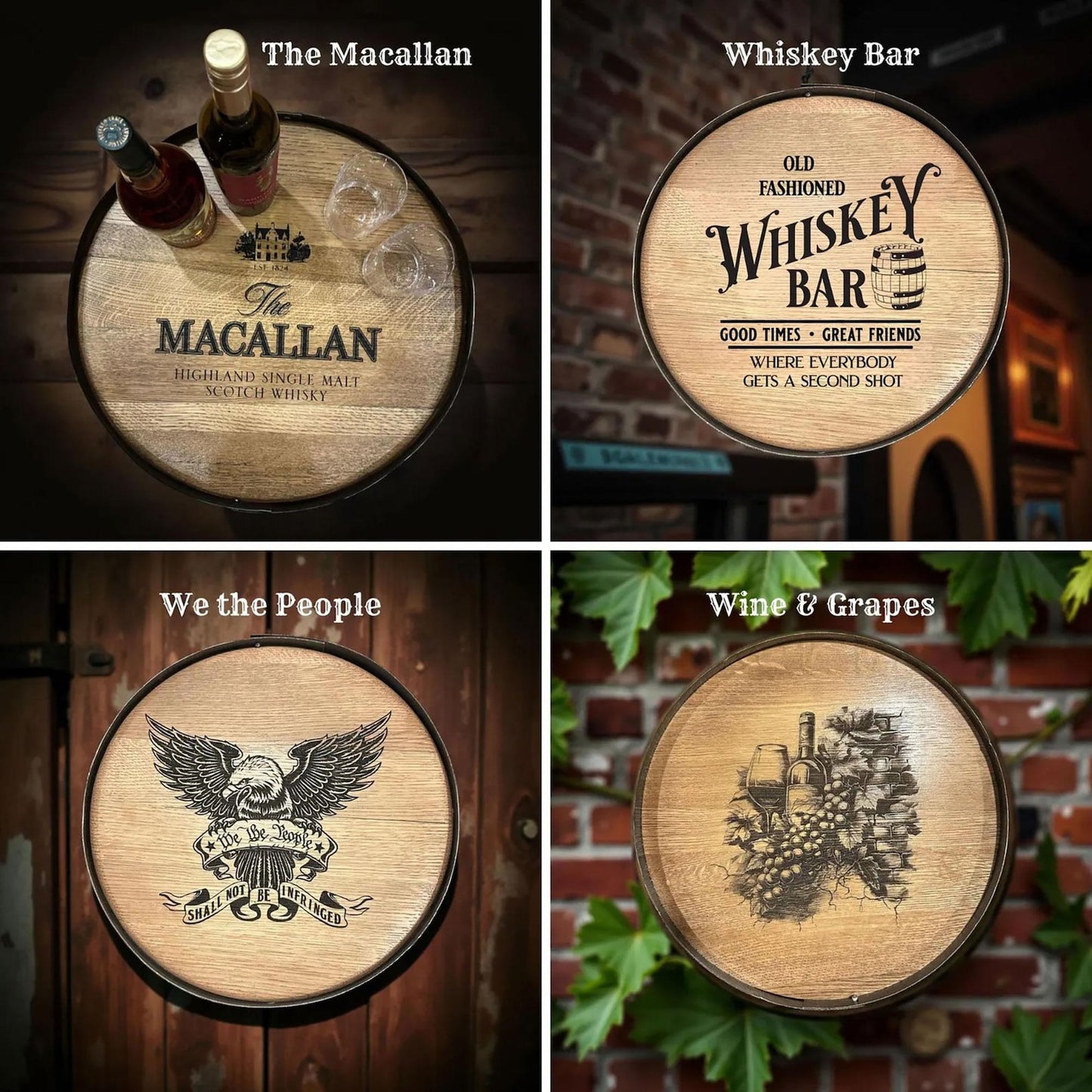 💥🎱Pool Cue Rack with Billiards Storage | Rustic Whiskey Barrel Man Cave Bar Decor for Pool Balls, Cues & Pool Table Accessories