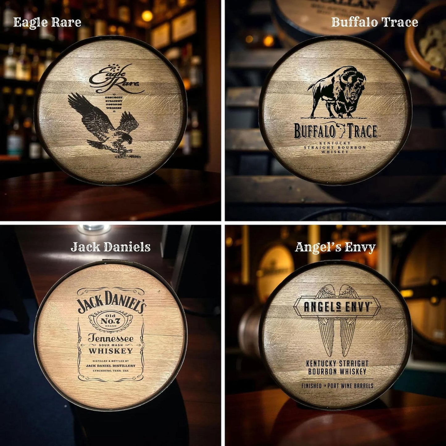 💥🎱Pool Cue Rack with Billiards Storage | Rustic Whiskey Barrel Man Cave Bar Decor for Pool Balls, Cues & Pool Table Accessories