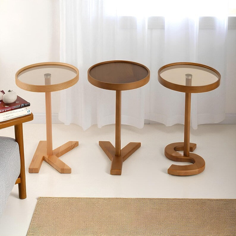 ✨Wooden Side Table, Initial Letter Base Table, Personalized Wooden Table, Sofa End Table, Small Coffee Table, Accent Table for Living Room
