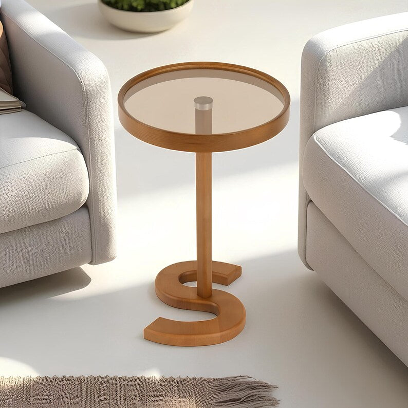 ✨Wooden Side Table, Initial Letter Base Table, Personalized Wooden Table, Sofa End Table, Small Coffee Table, Accent Table for Living Room
